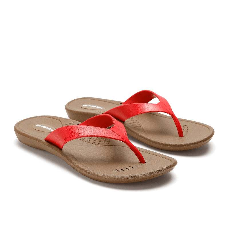Breeze Women's Flip Flops - Toffee/Cherry - Okabashi